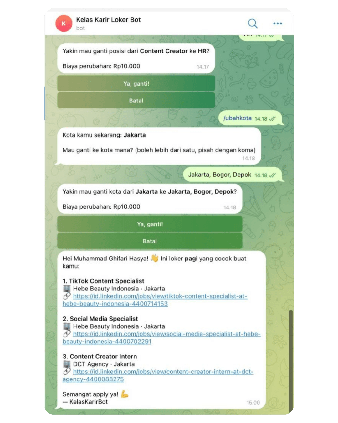 Screenshot testimoni Ghifari